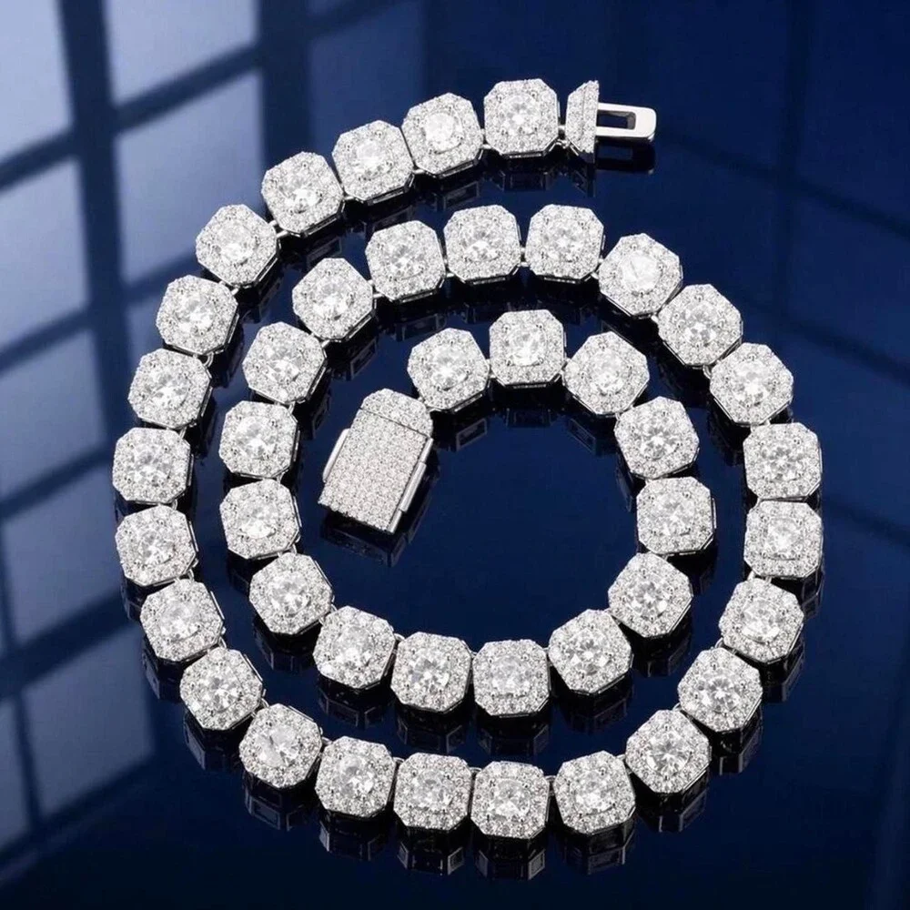 Silver 20 Mm Iced Out Diamond 6 B 6 A